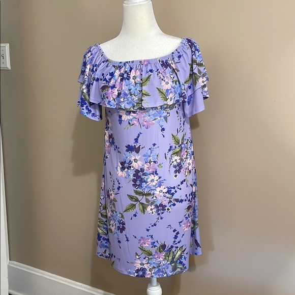 White Birch Purple Off-the-Shoulder Sundress - Picture 4 of 8